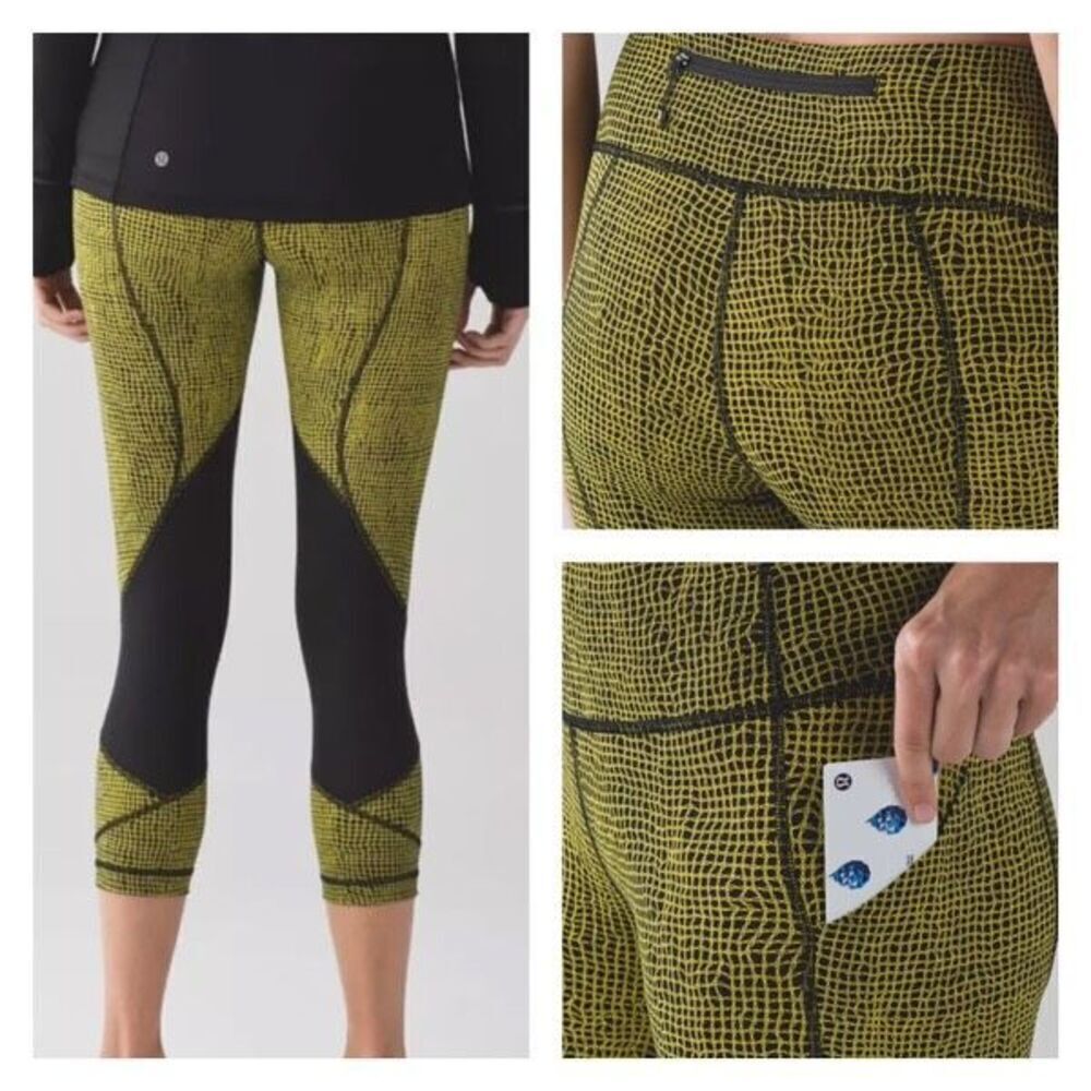 Lululemon Pace Rival 23” Leggings Fall Net Toxic Black Black phone Pocket Size 8